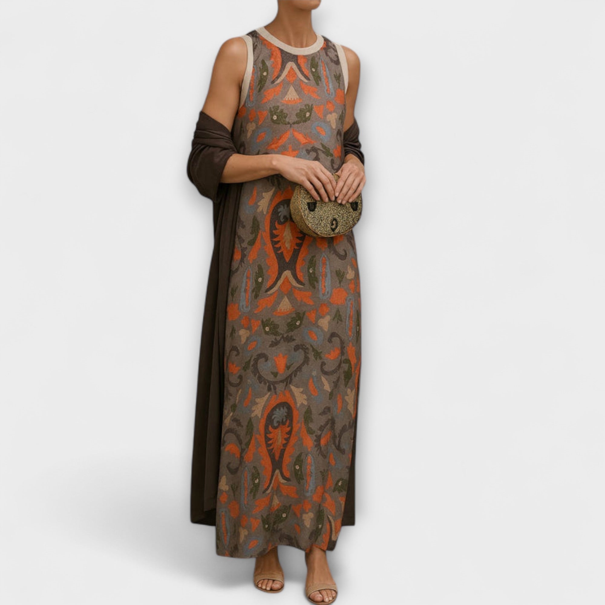 Rafaela - Elegantti pitkä mekko yhteensopivalla huivilla