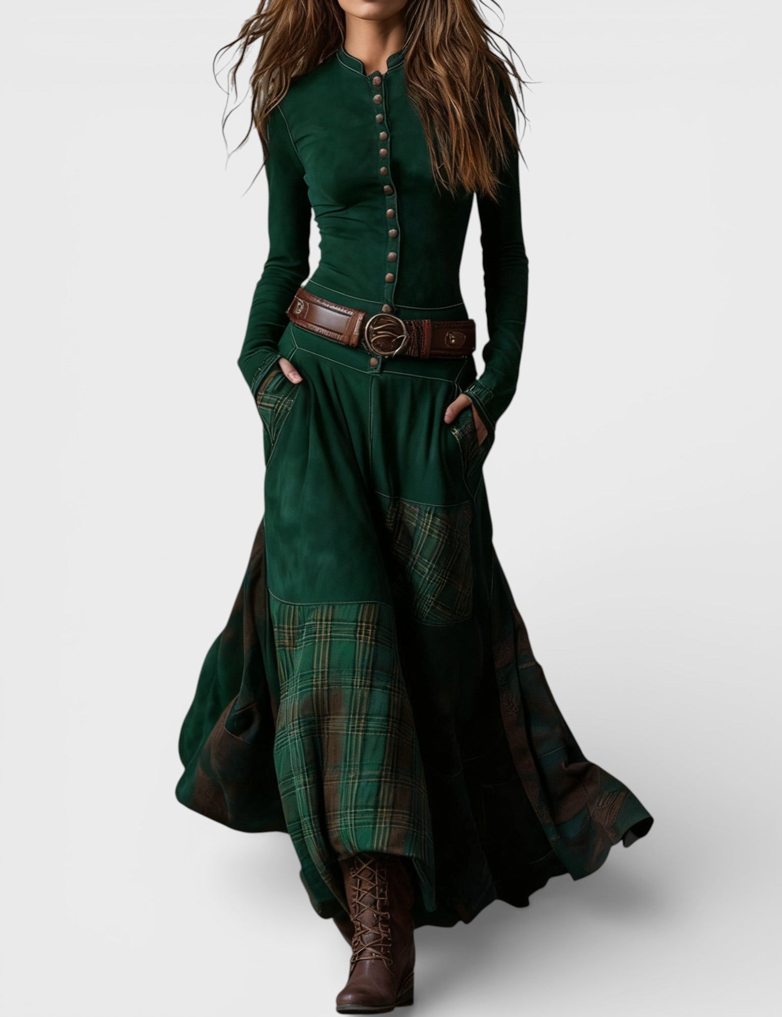 Greta - Tyylikäs mokkanahkainen mekko vyöllä