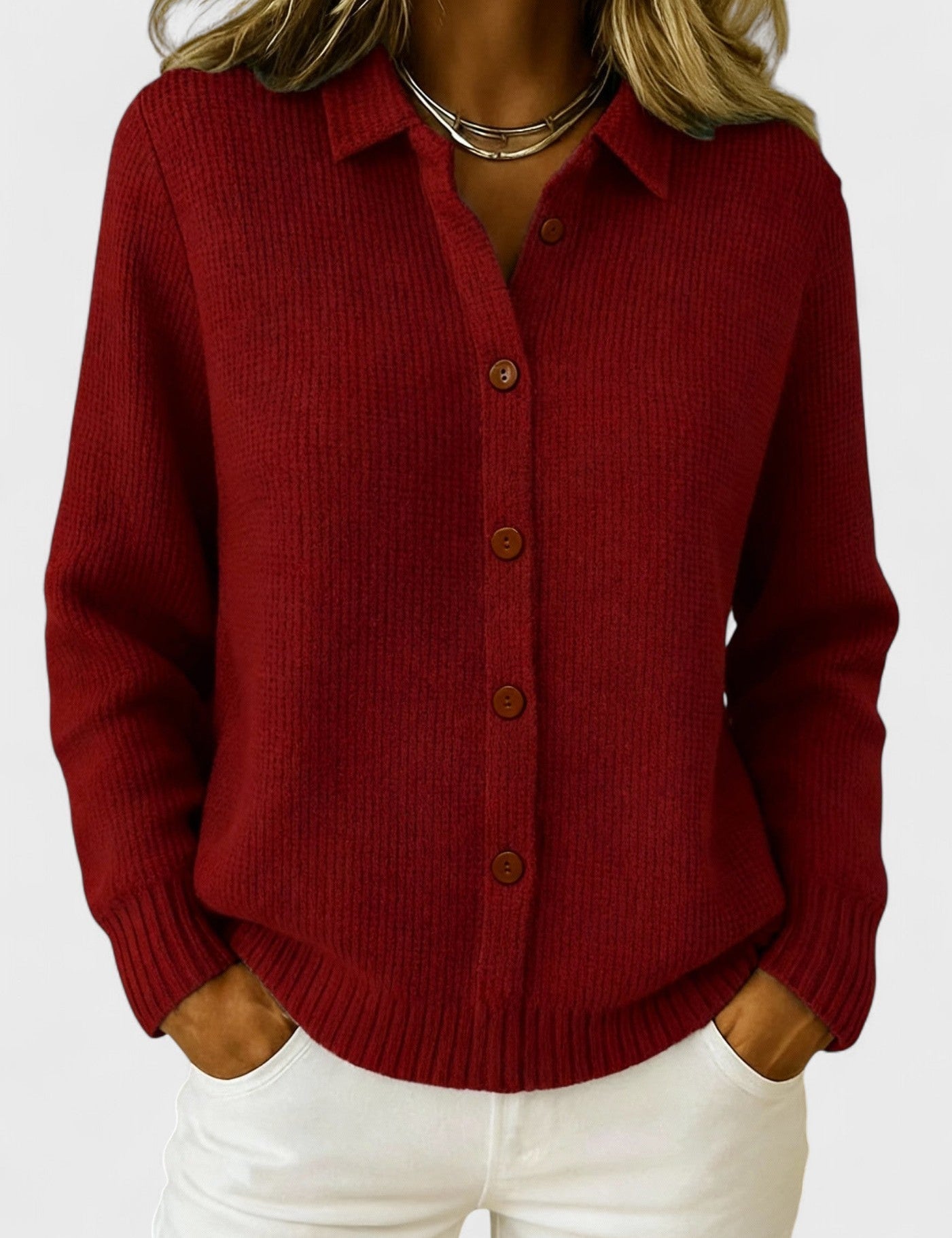 Ilona - Eleganttikauluksinen neuletakki